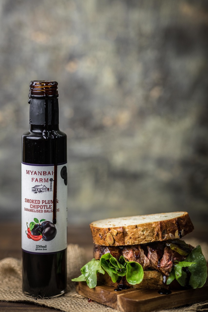 Smoked Plum & Chipotle Caramelised Balsamic - Styled 2- Myanbah Smoked Plum & Chipotle Caramelised Balsamic - Styled 2- Myanbah