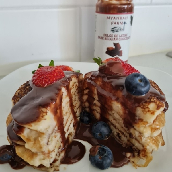 Oatmeal Pancakes With Dulce De Leche Dark Belgian Chocolate Recipe - Myanbah Farm