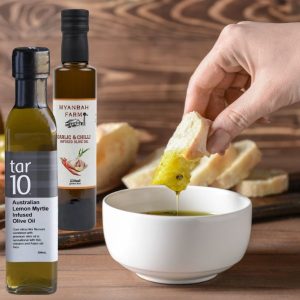 Recipe - Lemon Myrtle Infused Olive Oil by Tar 10 and Garlic & Chilli Oil Infused Olive Oil by Myanbah Farm - Styled