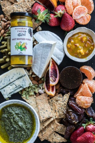 Cheese Platter with Myanbah's Sweet Mustard Pickle