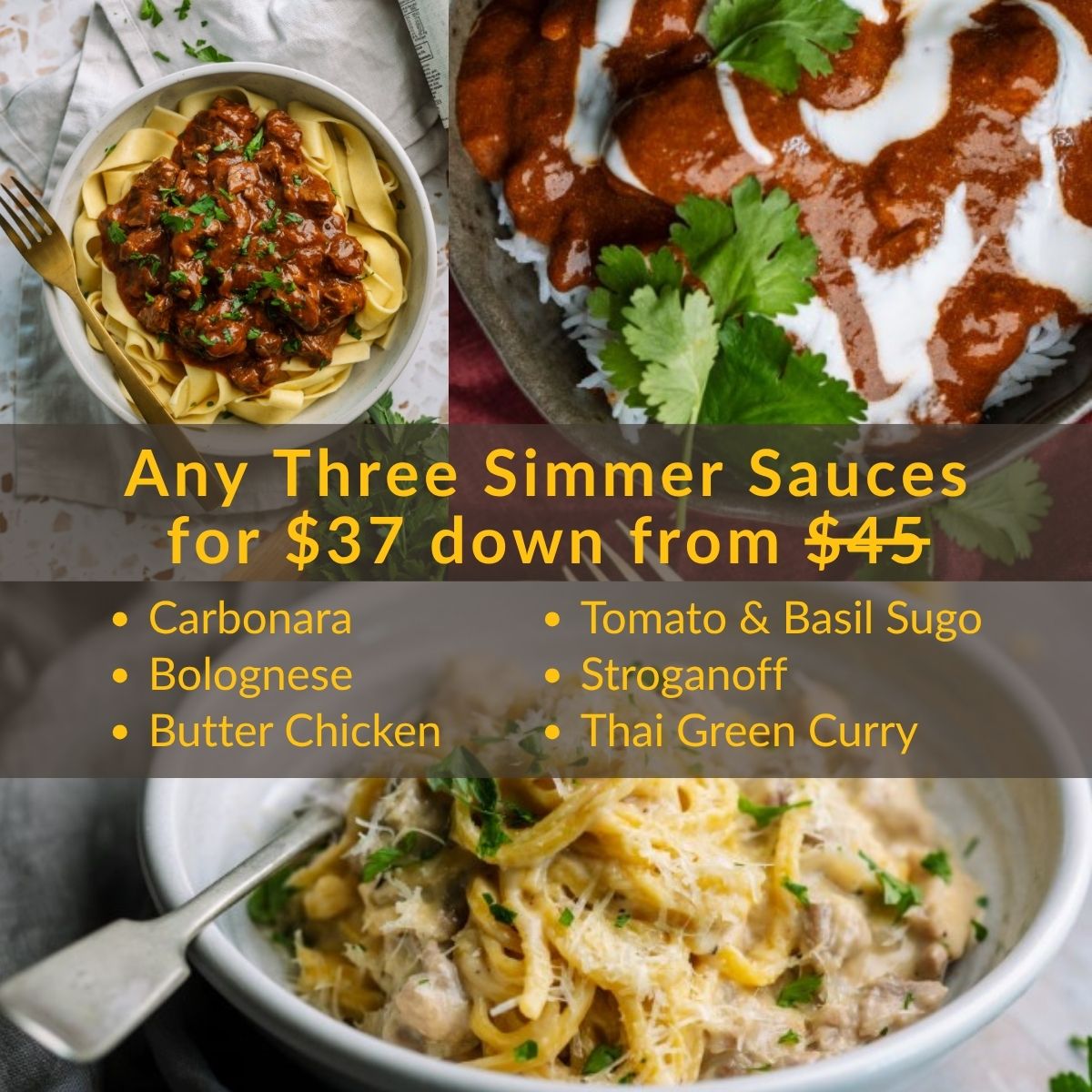 Simmer Sauce Favourites Three Pack Image Simmer Sauce Favourites by FInns Kitchen