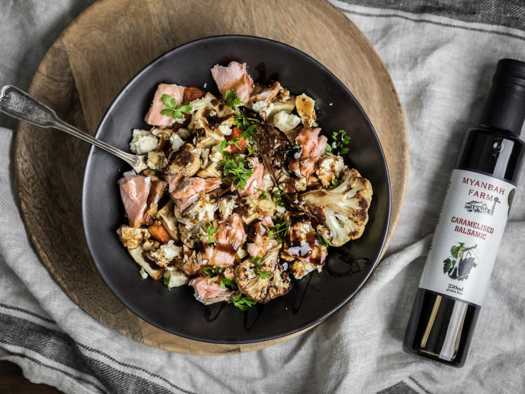 Caramelised Balsamic - Styled 3 - Myanbah Roast Vege Salad with Poached salmon
