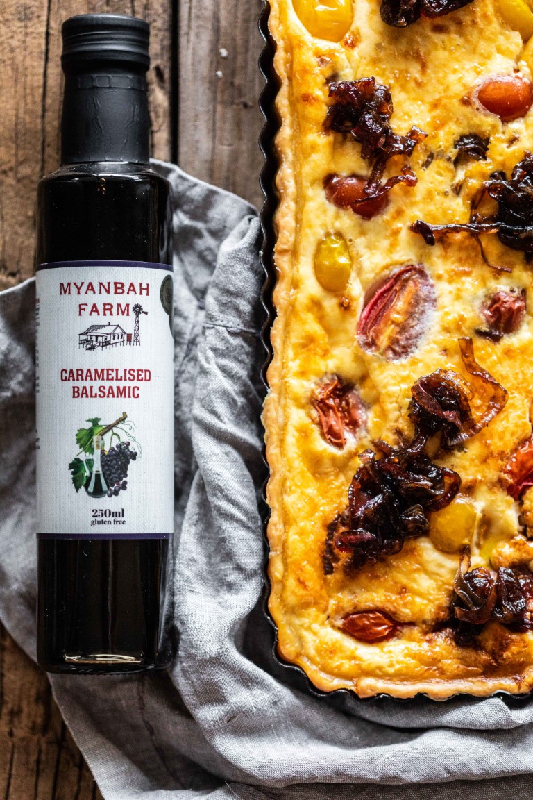 Caramelised Balsamic - Styled - Myanbah Tomato & Caramelised Onion Quiche