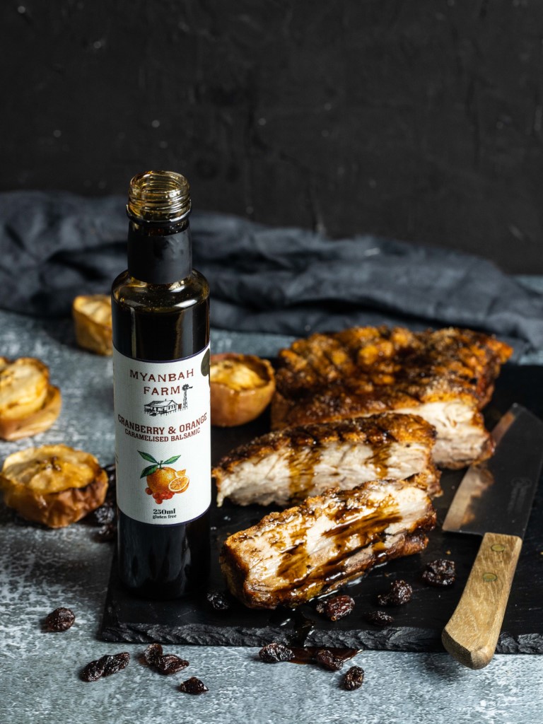 Cranberry & Orange Caramelised Balsamic - Styled - Myanbah Pork Belly with Roasted Apples
