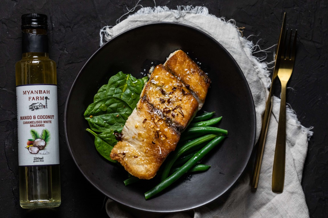 Mango & Coconut Caramelised White Balsamic - Styled 3 - Myanbah Pan Fried Baramundi