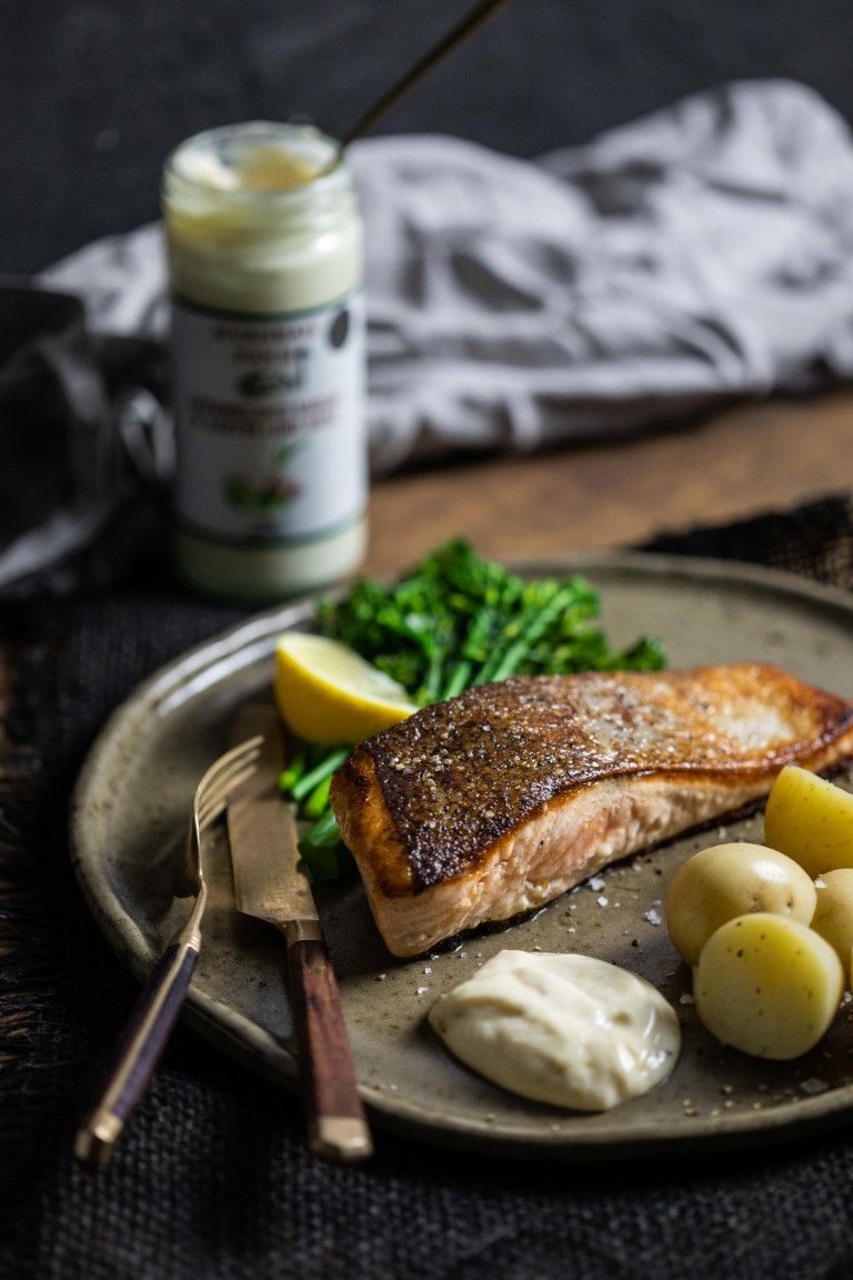 Caramelised Garlic & Kaffir Lime Aioli - Styled - Myanbah Caramelised Garlic & Kaffir Lime Aioli - Styled - Myanbah