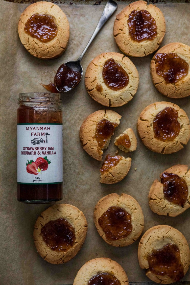 Strawberry Jam Rhubarb & Vanilla - Styled - Myanbah Strawberry Drop Cookies