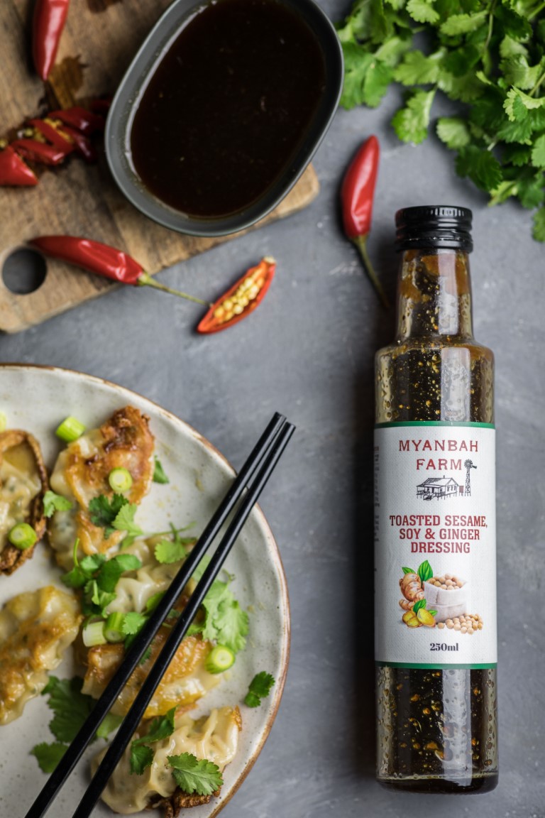 Toasted Sesame, Soy & Ginger Dressing - Styled - Myanbah Chicken Dumplings