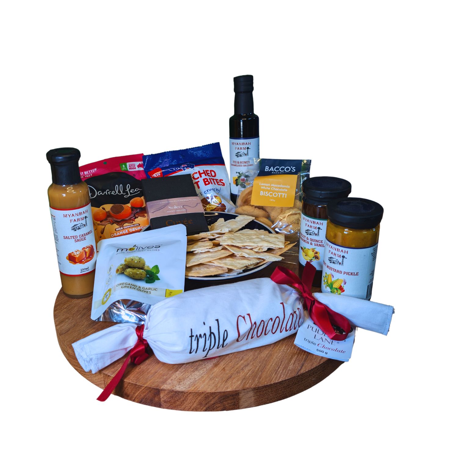 Christmas Delights Gift Hamper packed full of Hunter Valley Gourmet Goodies including award winning Pudding Lane Puddings, Salted Caramel Sauce and more