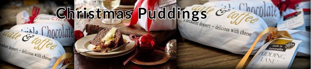 Christmas puddings by Pudding Lane available from Hunter Valley Hampers