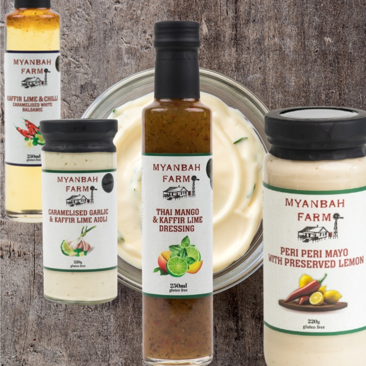 Lemon & Lime Deal Peri Peri Lemon Aioli, Thai Mango & Kaffir Lime Dressing, Garlic And Lime Aioli And Lime And Chilli Balsamic Product Product