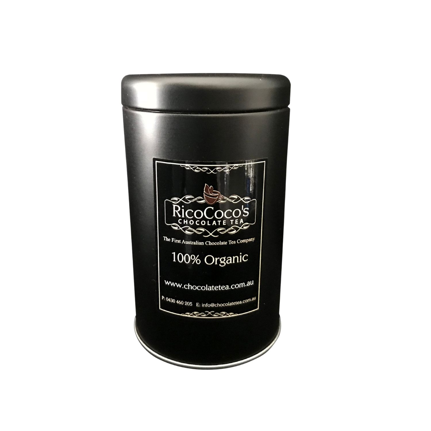 100 Gram Chocolate Tea Black Cannister Rico Coco Chocolate Tea Cacao Husk by Rico Coco